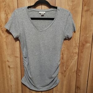 Gray Maternity T-Shirt Stretch Postpartum Bodycon OH!  Mamma Size Small